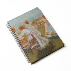 A lying spiral-bound notepad with the motif of Matija Jama's Kolo