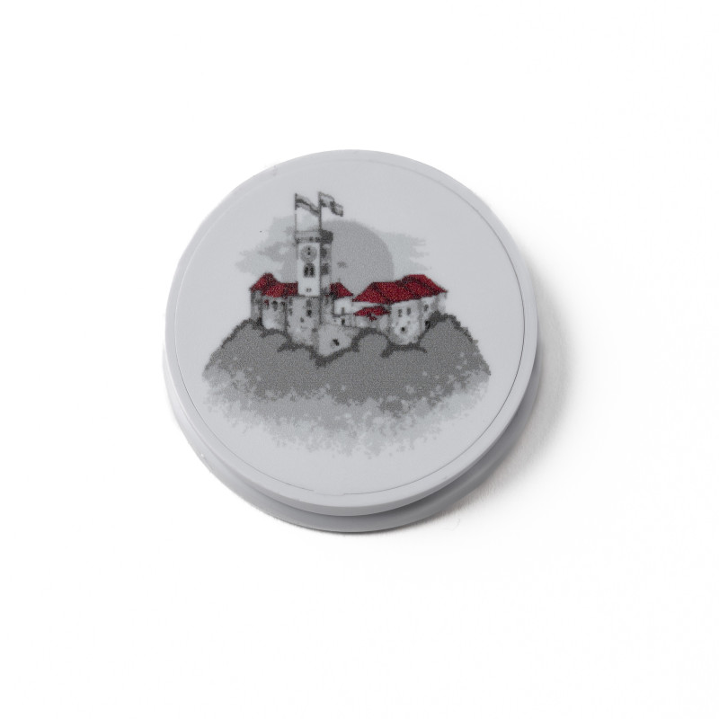 White phone holder with an illustration of Ljubljana Castle