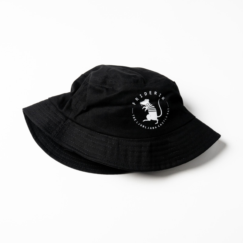 Črn poletni klobuk s potiskom podgane Friderika