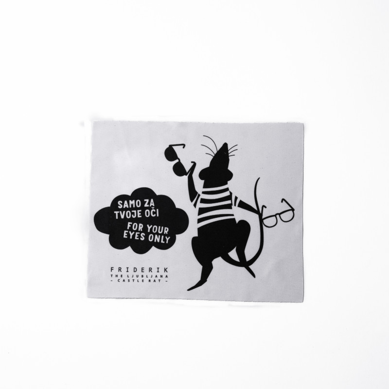 Bela krpica za očala s potiskom podgane Friderika