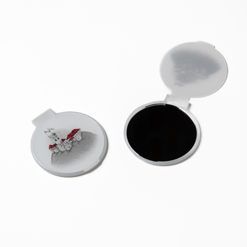 Dva žepna ogledala z motivom Ljubljanskega gradu - eno zaprto in eno odprto