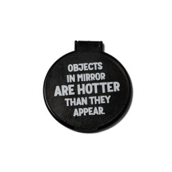 Zaprto žepno ogledalo z napisom v angleščini